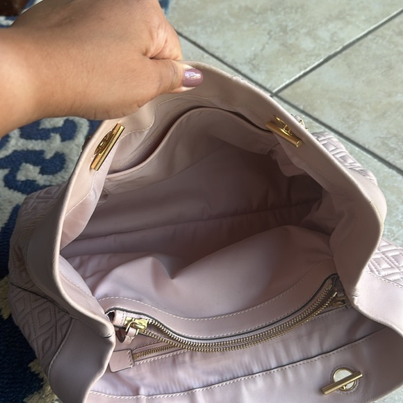 Tory Burch Fleming Pink Quilted Leather Tote - Picture 7 of 8